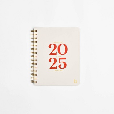 Be Rooted 2025 Weekly/Monthly Planner 8"x6" Manifest Your Dreams: Adult Spiral Calendar, Paper, Off-White, January-December