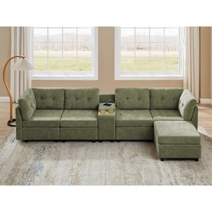 VANOMi Chenille Sectional Sofa with Ottoman - 1 of 4