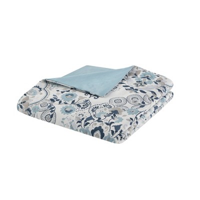 Elsie Blue Floral Cotton Full/Queen Duvet Cover Set