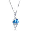 Opalata Sterling Silver Blue Inlay Opal Sea Shell Earrings and 18" Pendant Necklace Set - 2 of 4