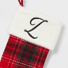 20" Plaid Monogram Christmas Holiday Stocking with Faux Fur Cuff Red/Green/White - Wondershop™ - 3 of 3