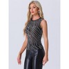 INSPIRE CHIC Women's Glitter Striped Trim See Through Party Sparkly Sleeveless Top - image 2 of 4