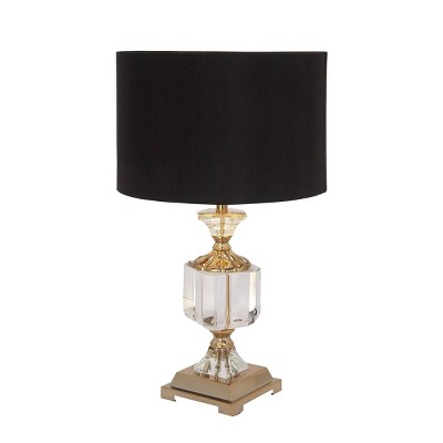 24" Black Crystal Table Lamp with Gold Accents
