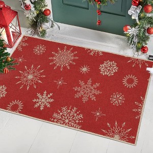Christmas Snowflake Door Mat Holiday Decorative Welcome Mat Indoor Outdoor Entrance Doormat - 1 of 4
