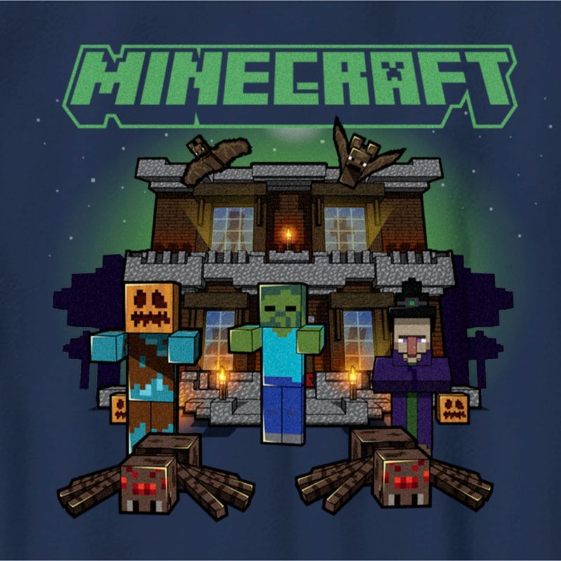 Boy's Minecraft Halloween Creeper Haunted House T-Shirt, 2 of 5