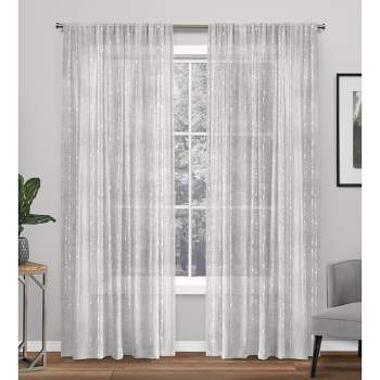 Muskoka Teardrop Slub Embellished Hidden Tab Top Curtain Panel Pair -Exclusive Home