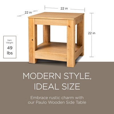 Paulo 22" Weathered Natural Wood Side Table