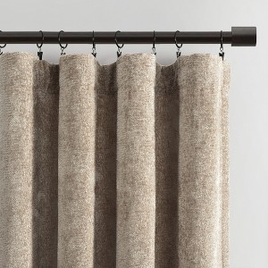 Lush Décor Aspen Luxury Velvet Chenille Window Curtain Panel Neutral Single 52x84 - 1 of 4