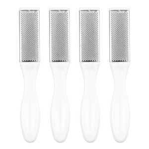 Unique Bargains Feet Care Tool Dual Sided Removes Dead Skin Pedicure Foot File Stainless Steel 4 Pcs - 1 of 4