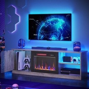 Pinmoco Electric Fireplace TV Stand with Storage Cabinet and LED Open Shelf for TVs up to 70" - 1 of 4