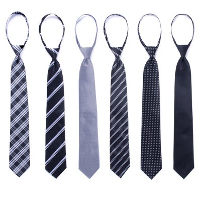 Men's 20 Inch Length And 3.15 Inch Wide 6 pc Microfiber Classic Zipper Pre-Tied Neckties