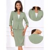 Allegra K Women's Office Work Collarless Blazer Pencil Skirt Business Suit Set 2 Pcs - 2 of 4