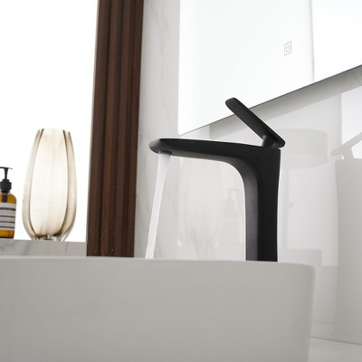 Matte Black Tall Single Handle Vessel Sink Faucet