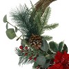 GDFStudio Leigh 23.5" Artificial Eucalyptus Christmas Ring Garland/Wreath with Poinsettia and Berries - 4 of 4