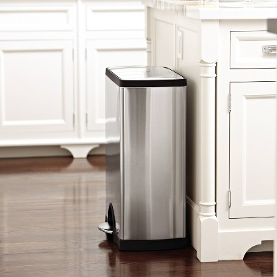 Brushed Stainless Steel 13 Gallon Rectangular Step Trash Can