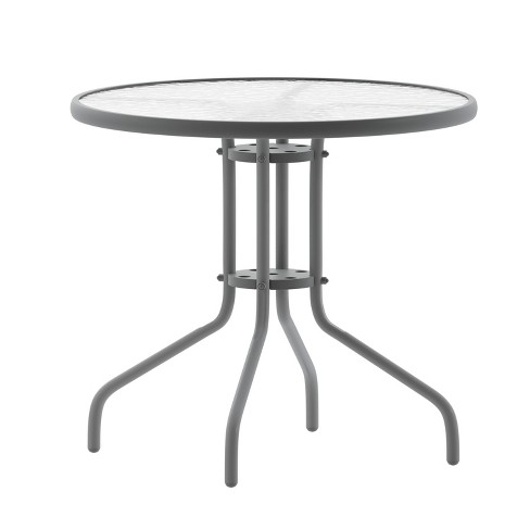 Flash Furniture Bellamy 31.5'' Silver Round Tempered Glass Metal Table - image 1 of 4