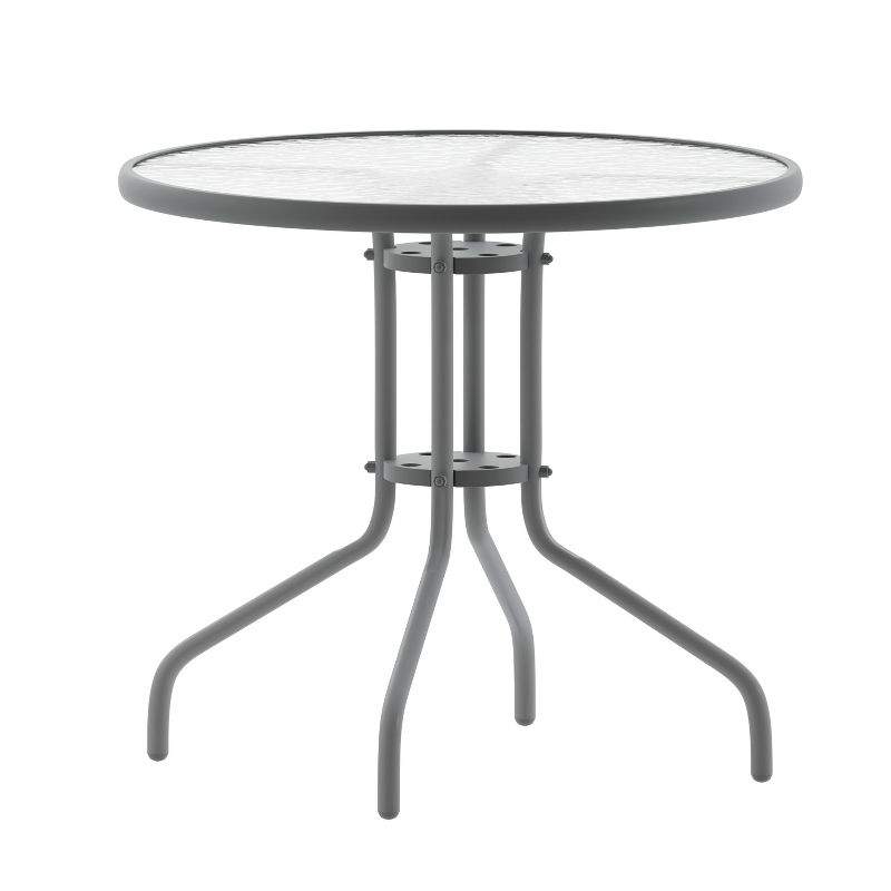 Flash Furniture Bellamy 31.5'' Silver Round Tempered Glass Metal Table, 1 of 12