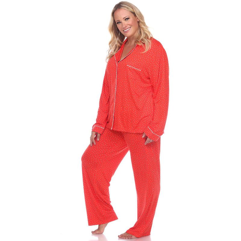 Women's Plus Size Long Sleeve Pajama Set - White Mark, 2 of 4