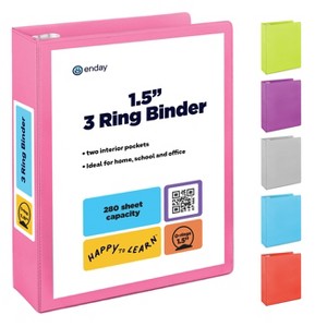 3 Ring Binder Clear View Cover with 2 Inside Pockets, Colored School Supplies Office and Home Binders – by Enday - 1 of 4