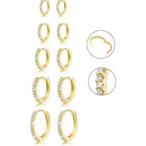 Small Earrings Sets 14K Gold 925 Sterling Silver Hoop Earrings for Huggie Cartilage Earring Set Cute Hoops Multiple Piercings Aretes Earrings Sets - 1 of 4