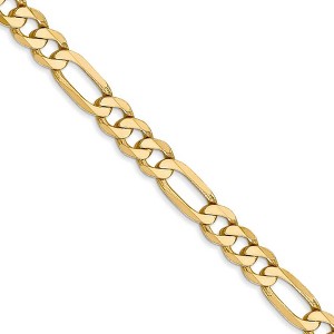 Black Bow Jewelry 5.25mm, 14k Yellow Gold, Flat Figaro Chain Necklace - 1 of 4