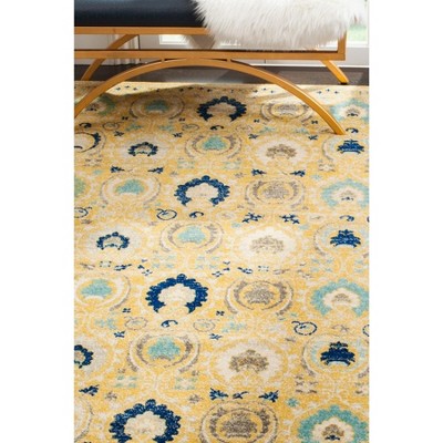 Gold and Ivory High Pile Synthetic Area Rug