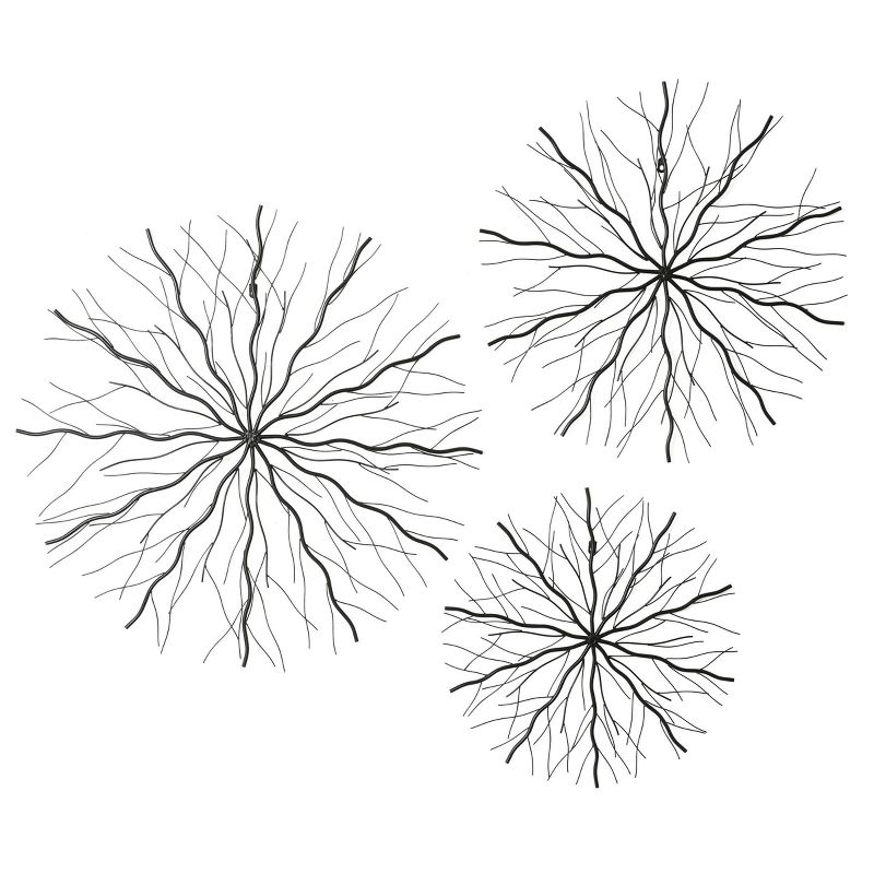 Set of 3 Metal Starburst Wall Decors with Branch Inspired Design Black - Olivia &#38; May, 4 of 7