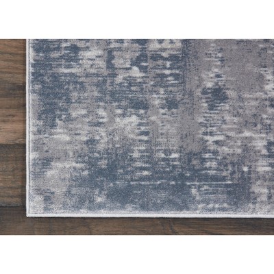 Abstract Urban Loft 2'2" x 7'6" Hand-Knotted Gray Synthetic Rug