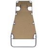 vidaXL Foldable Sunlounger with Head Cushion Adjustable Backrest Taupe - 3 of 4