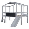 TIRAMISUBEST Twin Size Low Loft Bed with Ladder and Slide, Wooden House Loft Bed with Blackboard and Light Strip on the Roof - 4 of 4