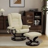Bosmiller Massage Recliner with Ottoman Swivel Wood Base, Adjustable Recline, Faux Leather Lounge Chair with Footrest for Living Room and Bedroom - 2 of 4