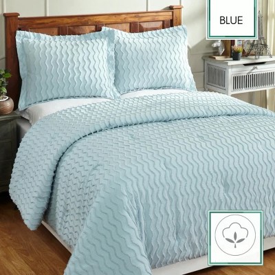Isabella Wave Pattern 100% Cotton Chenille Comforter Set - Ivory