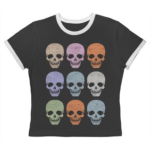Social Collective Women Skulls Short Sleeve Graphic Cotton Retro Vintage Ranger Baby Tee - 1 of 4