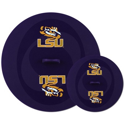FanPans Team Logo Silicone Lid Set, 2 Pack - NCAA LSU Tigers