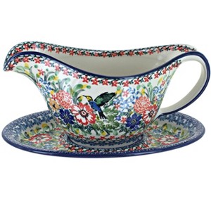 Blue Rose Polish Pottery 239 Ceramika Gravy Boat & Plate - 1 of 1