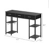 47.2" Industrial Writing Desk with Fabric Drawers and Adjustable Shelves, Compact Home Office Table with Open Storage-3irtyhousy - 4 of 4