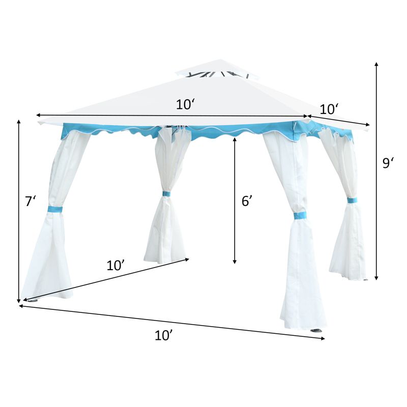 Tangkula 2 Tier 10'x10'Patio Steel Gazebo Outdoor Canopy Tent Steel Frame Shelter Awning W/Side Walls for Patio Yard Garden, 5 of 10