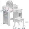 Kids Vanity with Mirror, 2 in 1 Little Girls Vanity Table & Stool, Kids Makeup with Bookshelf, Drawer & Open Shelves for 3-9 Years Girls - 2 of 4