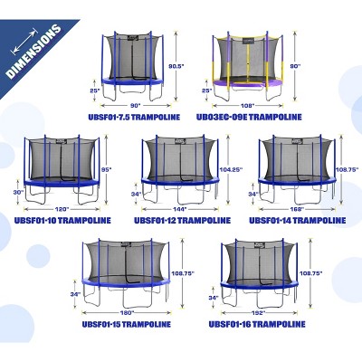 14' Blue Round Trampoline with Safety Enclosure System