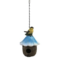 10" Brown and Green Hanging Birdhouse with Butterflies Outdoor Garden Decor 