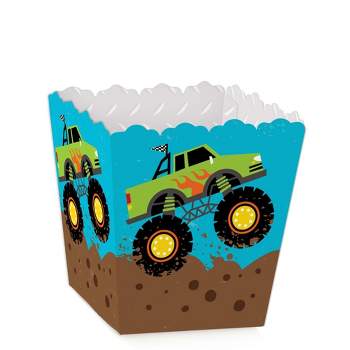 Big Dot of Happiness Smash and Crash - Monster Truck - Party Mini Favor Boxes - Boy Birthday Party Treat Candy Boxes - Set of 12