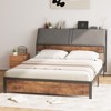 Queen Size Bed Frame with Tall Ergonomic Upholstered Headboard, Charging Station & Hidden Storage, 3-Tier Sturdy Metal Platform Bedframe, Easy - 4 of 4