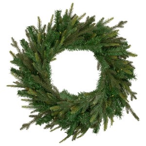 Northlight Real Touch™️ Pre-Lit LED Gunnison Pine Artificial Christmas Wreath - 24" - Clear Lights - 1 of 4