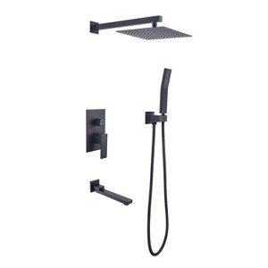 PAGED Ceiling Mounted Shower Head Modern Rain Shower Head with Tub Spout, Shower Bracket and Water Control Valve for Restroom - 1 of 4