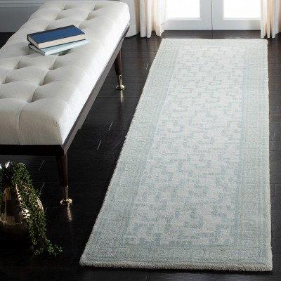 Rainwater Blue Hand-Tufted Wool Geometric Runner Rug