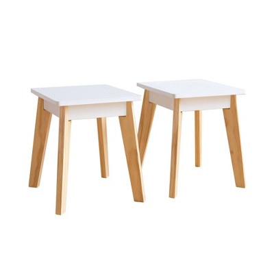 WildKin 2pk Arts and Crafts Kids' Table Stools White: Unupholstered Wood Frame, Kids Seating Stool, Dining Chair