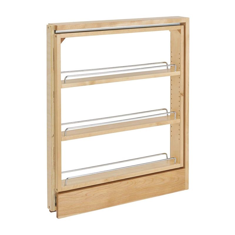 Rev-A-Shelf 3" Pull Out Shelf Organizer for Between Base Kitchen Cabinets, Adjustable Filler Spice Rack Seasoning Storage Holder, Wood, 438-BC-3C, 1 of 7