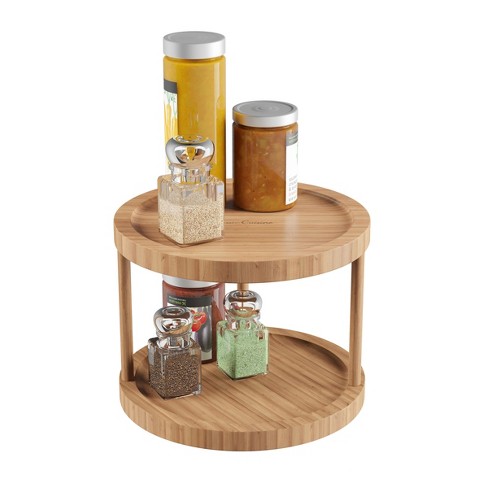 Hastings Home 10" 2-Tier Bamboo Lazy Susan for Kitchens, Pantries, and Vanities - Natural Finish - image 1 of 4