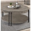 1pc Contemporary Round Coffee Table with Storage Shelf Black Brown Tan / Beige Finish Living Room Wooden Modern Furniture - 2 of 4