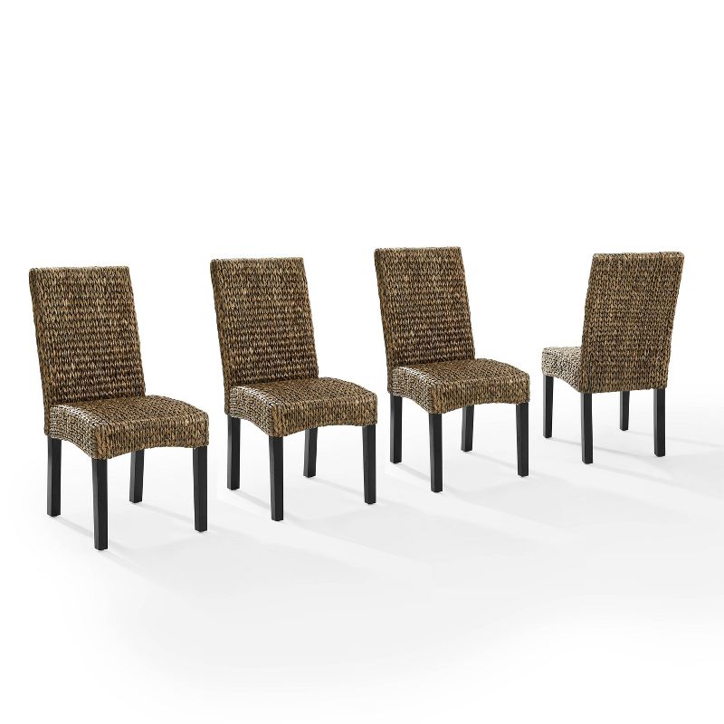 Set of 4 Edgewater Dining Chairs Seagrass/Dark Brown - Crosley, 1 of 12